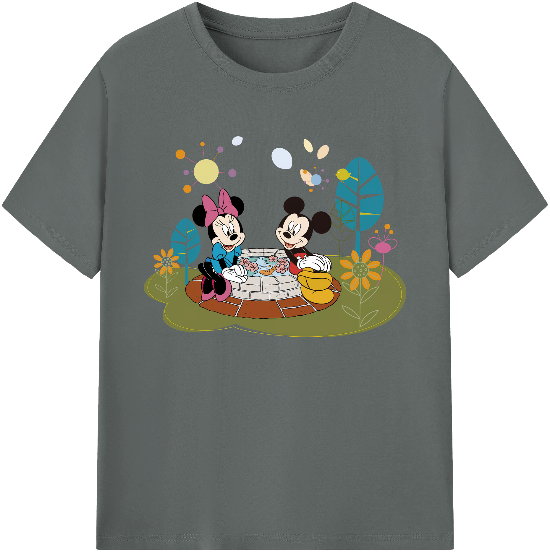 ミッキーマウス Mickey Mouse 綿100％ メンズ半袖Tシャツ｜肌触りやわらか＆通気性